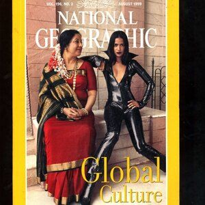National Geographic August 1999 Endangered art Global Culture + Millennium Map